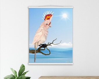 Parrot Cockatoo art illustration Poster with Hanger by Birds of the World Art - Semi-Glossy Paper Poster & Hanger various sizes