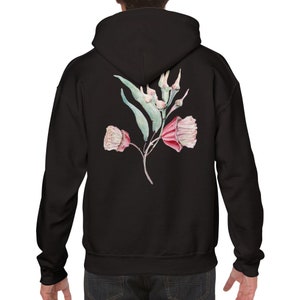 Beautiful Superb Fairy-Wren and Flowers Illustration Art on a Classic Unisex Pullover Hoodie available in various colors and sizes image 4