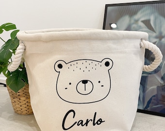 Personalized storage basket for the children's room with your desired print