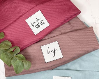 Statement Beanie / Hat Set / Triangle Scarf / Love-Sewn and Personalized Hipster Beanie for Children and Adults
