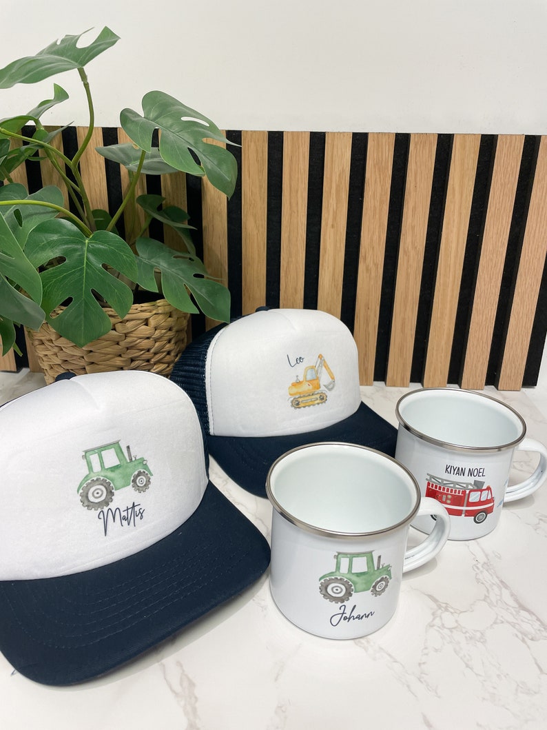 Personalisierte Cap & Tasse / Traktor/Geschenk-Set/ Mütze / Snapback für Kinder und Teenager/ verschiedene Farben Bild 5