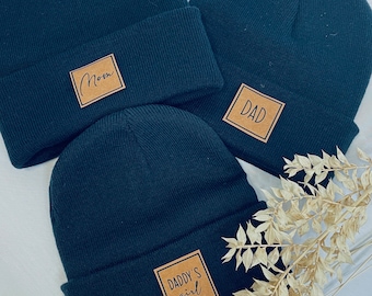 Familienset Beanie/Wintermütze in NAVYBLAU mit Personalisierung oder Wunschaufdruck