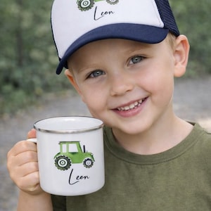 Personalisierte Cap & Tasse / Traktor/Geschenk-Set/ Mütze / Snapback für Kinder und Teenager/ verschiedene Farben