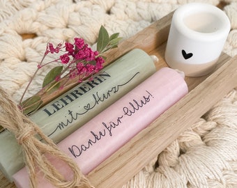 Gift set / Taper candles for a teacher with heart / Thank you farewell gift
