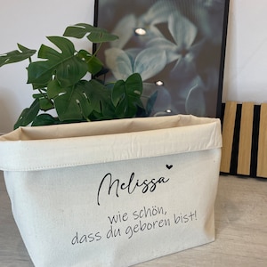 Personalisierte Aufbewahrungskörbe für den Wickeltisch oder das Kinderzimmer mit Wunschaufdruck