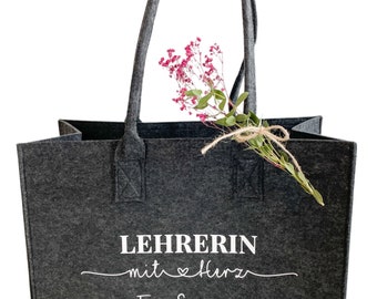 Lehrerin mit Herz untersch. Designs, Abschiedsgeschenk, Dankeschön / verschiedene Taschenmodelle