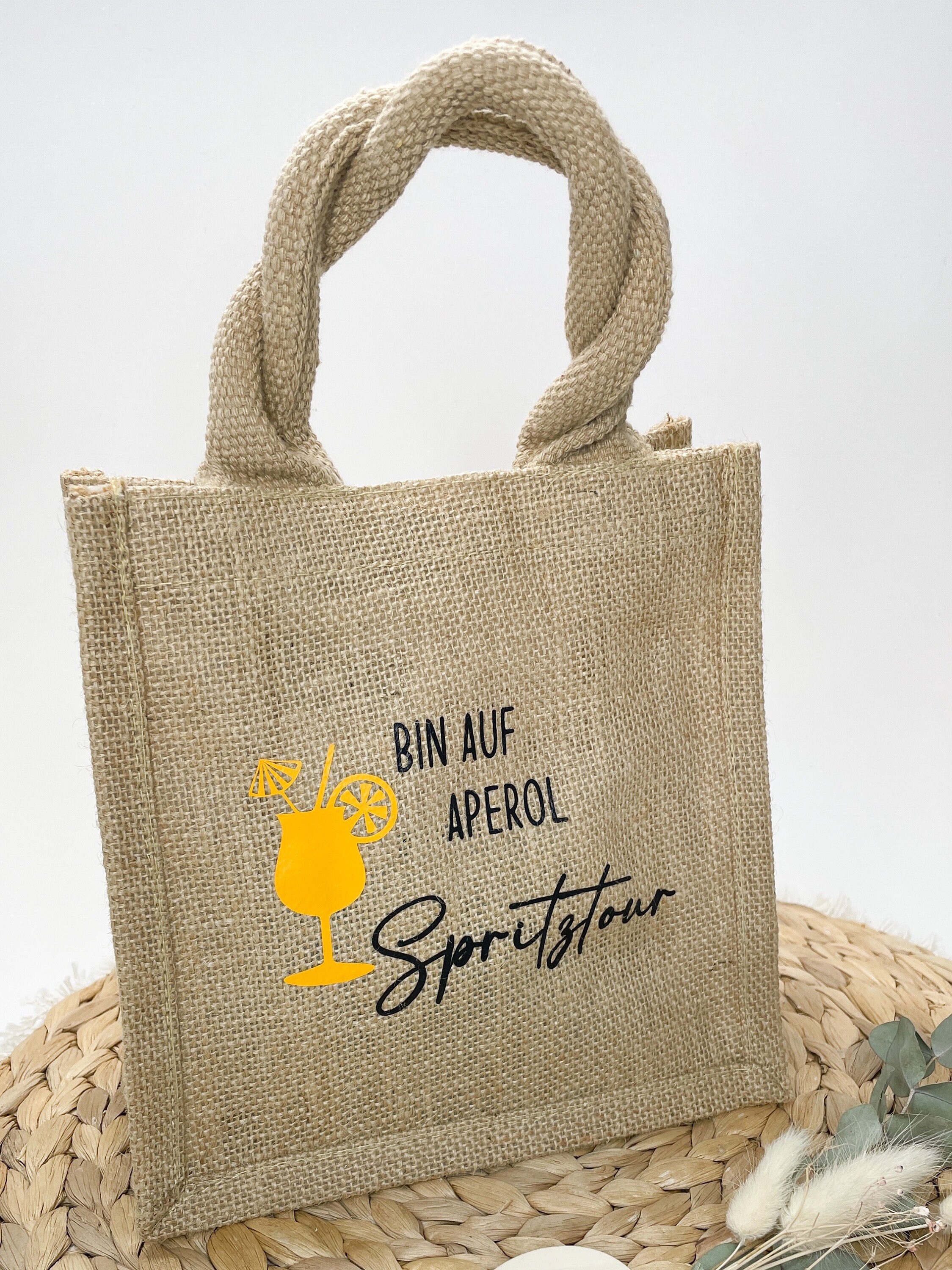Borsa In Iuta Aperol Spritz Con Scritta – Borraccia Da Spiaggia E Spesa, Fodera Impermeabile, Dimensioni 26x22x14 Cm, Regalo Originale Per Appassionati Di Aperitivo