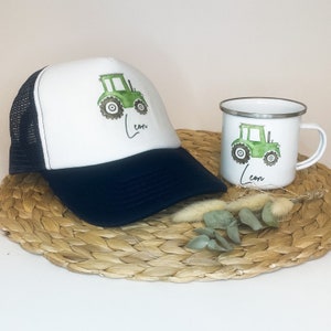 Personalisierte Cap & Tasse / Traktor/Geschenk-Set/ Mütze / Snapback für Kinder und Teenager/ verschiedene Farben Bild 1