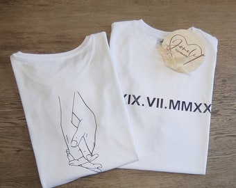 Valentine's Day gift partner T-shirt personalized with your anniversary in Roman letters