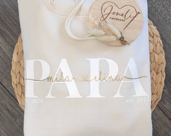 Hoodie PAPA personalisiert Kinder Namen Vater Vatertag verschiedene Farben