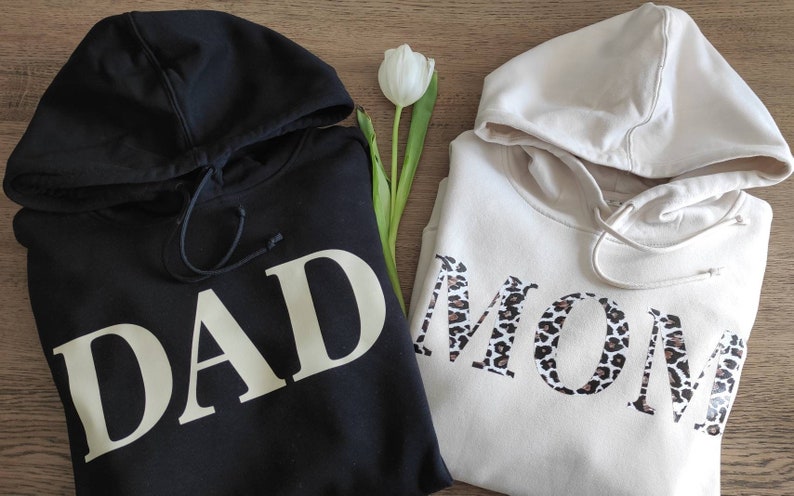 SET Hoodie DAD/Papa und MOM/Mama mit den Namen der Kinder/ Vatertag / Muttertag verschiedene Farben Bild 5