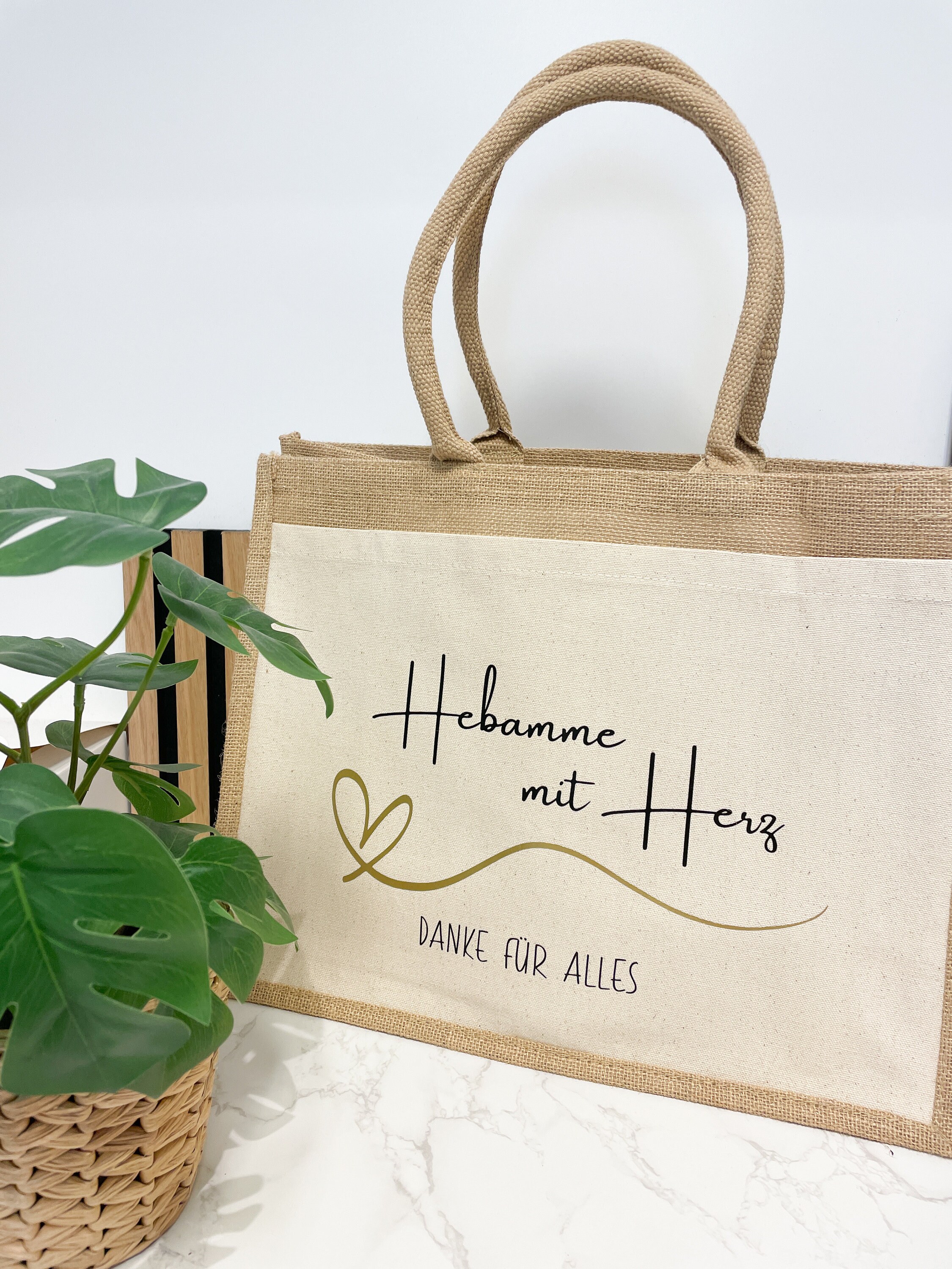 Cadeau De Retraite Sage-femme - Sac En Jute, Porte-clés Métal, Carte - Motifs Arc-en-ciel Et Cœur - 8
