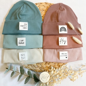 Statement Beanie / Mütze Set/ Dreieckstuch/ mit Liebe genähte und personalisierte Hipster Beanie für Kinder und Erwachsene Bild 1