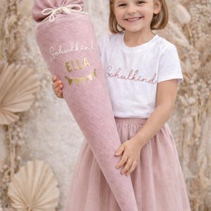 Schulkind T-Shirt & Schultüte/Zuckertüte aus Musselin, verschiedene Farben