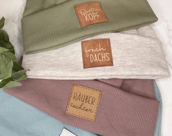 Gorro de declaração / Conjunto de chapéu infantil / Cachecol triangular / Gorro hipster personalizado e costurado com amor para crianças e adultos