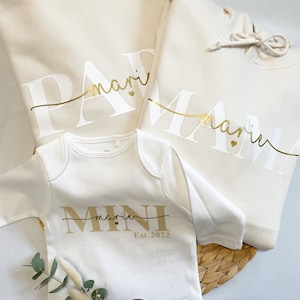 Conjunto familiar Mamá Papá Mini / Mama Papa Mini sudaderas con capucha o camisetas imagen 1