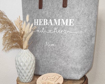 Midwife with heart various designs, farewell gift various bags and sizes