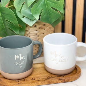 Wedding gift cup set Mr and Mrs with beautiful personalized engraving