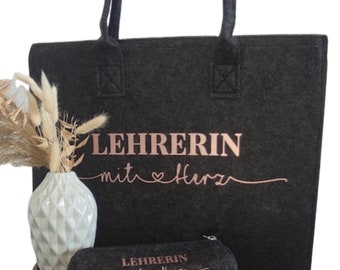 Lehrerin mit Herz untersch. Designs, Abschiedsgeschenk, Dankeschön / verschiedene Taschenmodelle