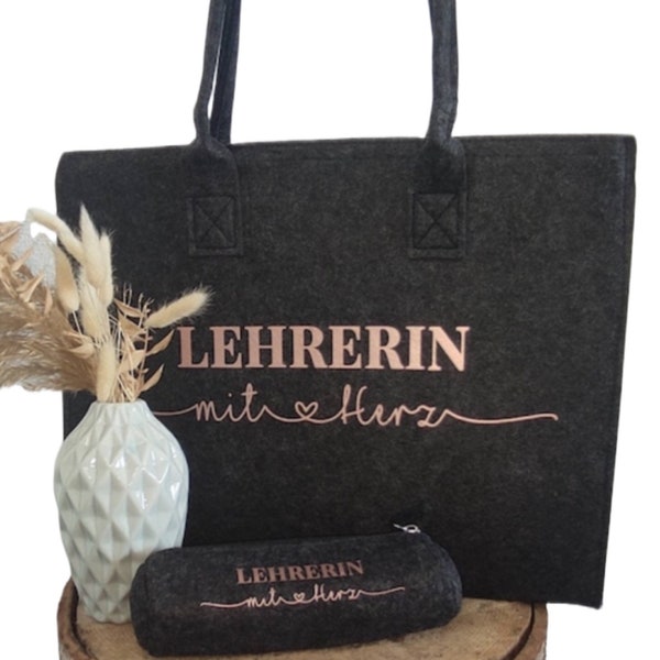 Lehrerin mit Herz untersch. Designs, Abschiedsgeschenk, Dankeschön / verschiedene Taschenmodelle