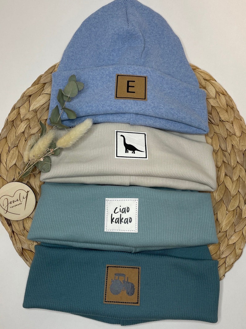 Statement Beanie / Mütze Set/ Dreieckstuch/ mit Liebe genähte und personalisierte Hipster Beanie für Kinder und Erwachsene Bild 3