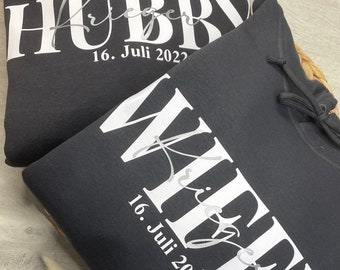 Wifey & Hubby Hoodie Geschenk zur Verlobung oder zur Hochzeit