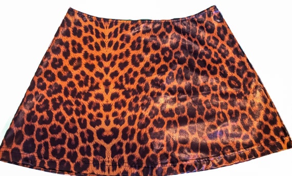 Vintage 90s Leopard Print Vinyl Miniskirt by Lip S