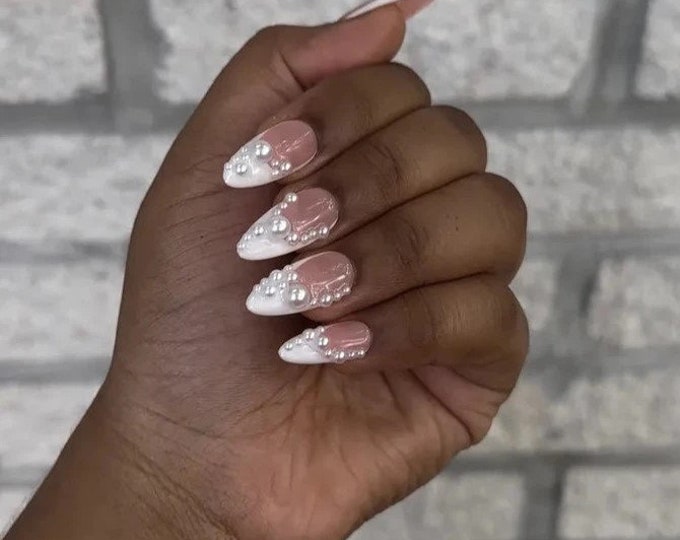 Angel | S N W Nails | French Nails | Press On Nails | Pearl Nails | 10 Nails