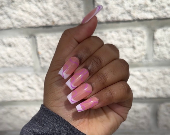 Amethyst | S N W Nails | Press On Nails | French Nails | Spring Nails | 10 Nails