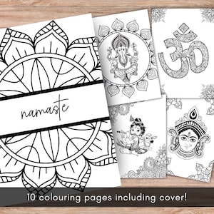 Digitaler Download Die Namaste Malvorlagen | 10 Seite Hinduismus Malvorlagen