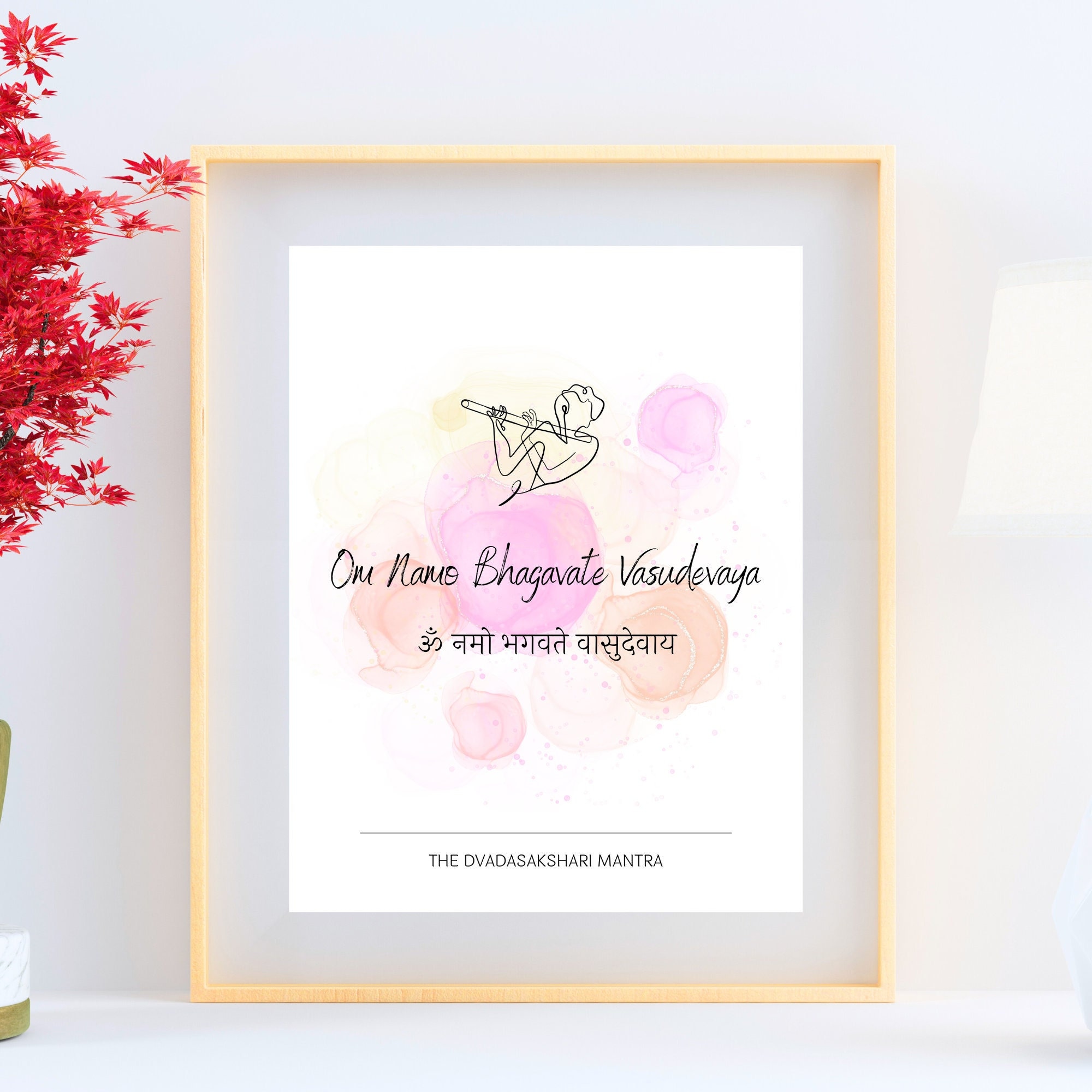Digital Download A3 Dvadasakshari Mantra With Krishna | Om Namo Bhagavate  Vasudevaya Mantra With Krishna - Etsy UK