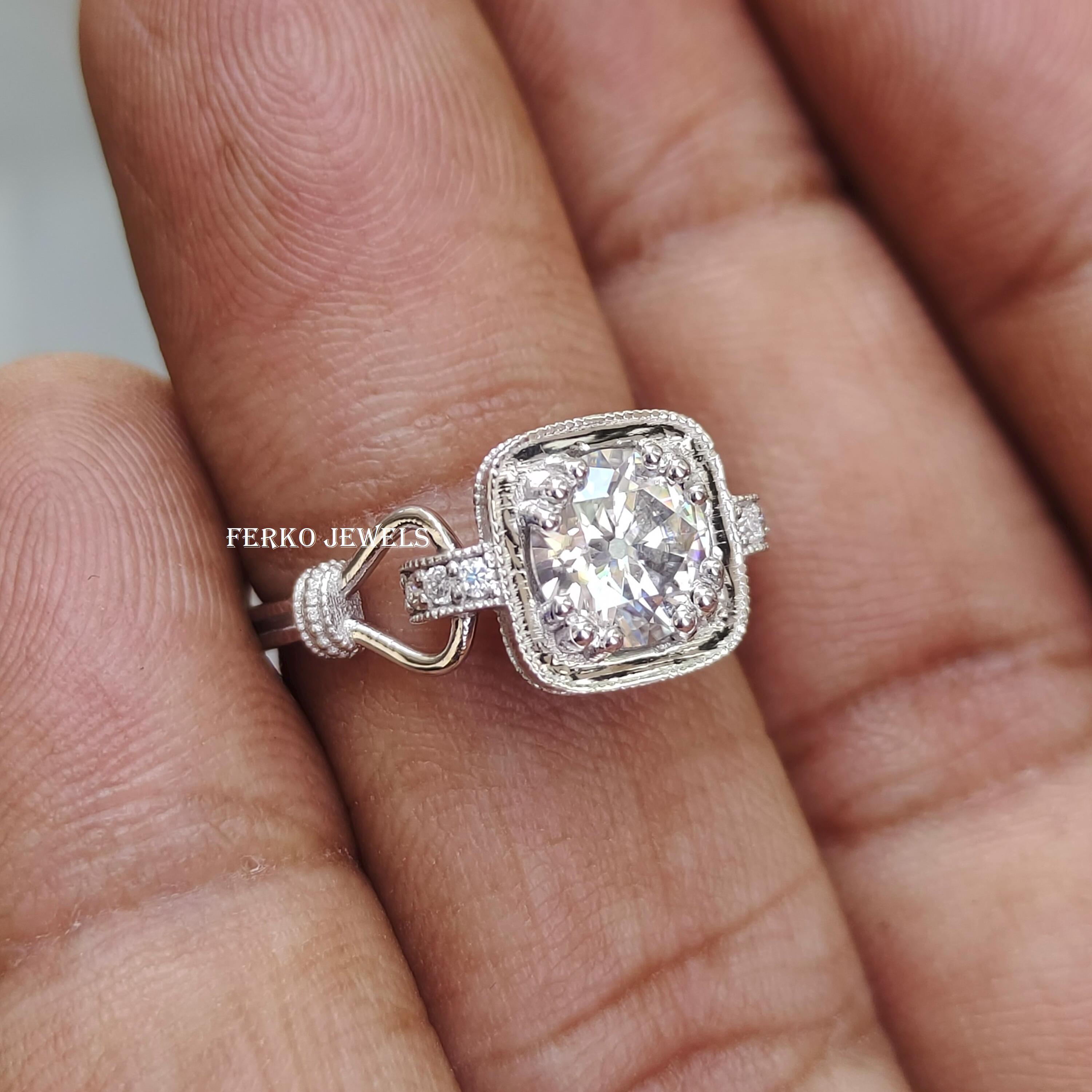 Art Deco Vintage Moissanite Engagement Ring/925 Silver Vintage Ring/Rustic Women Ring/1920s Anniversary Ring/Antique Vintage Women Ring