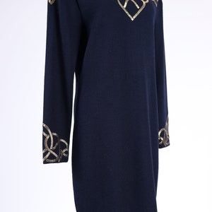 80's St. John Knit Gold Embellished Dress M image 4