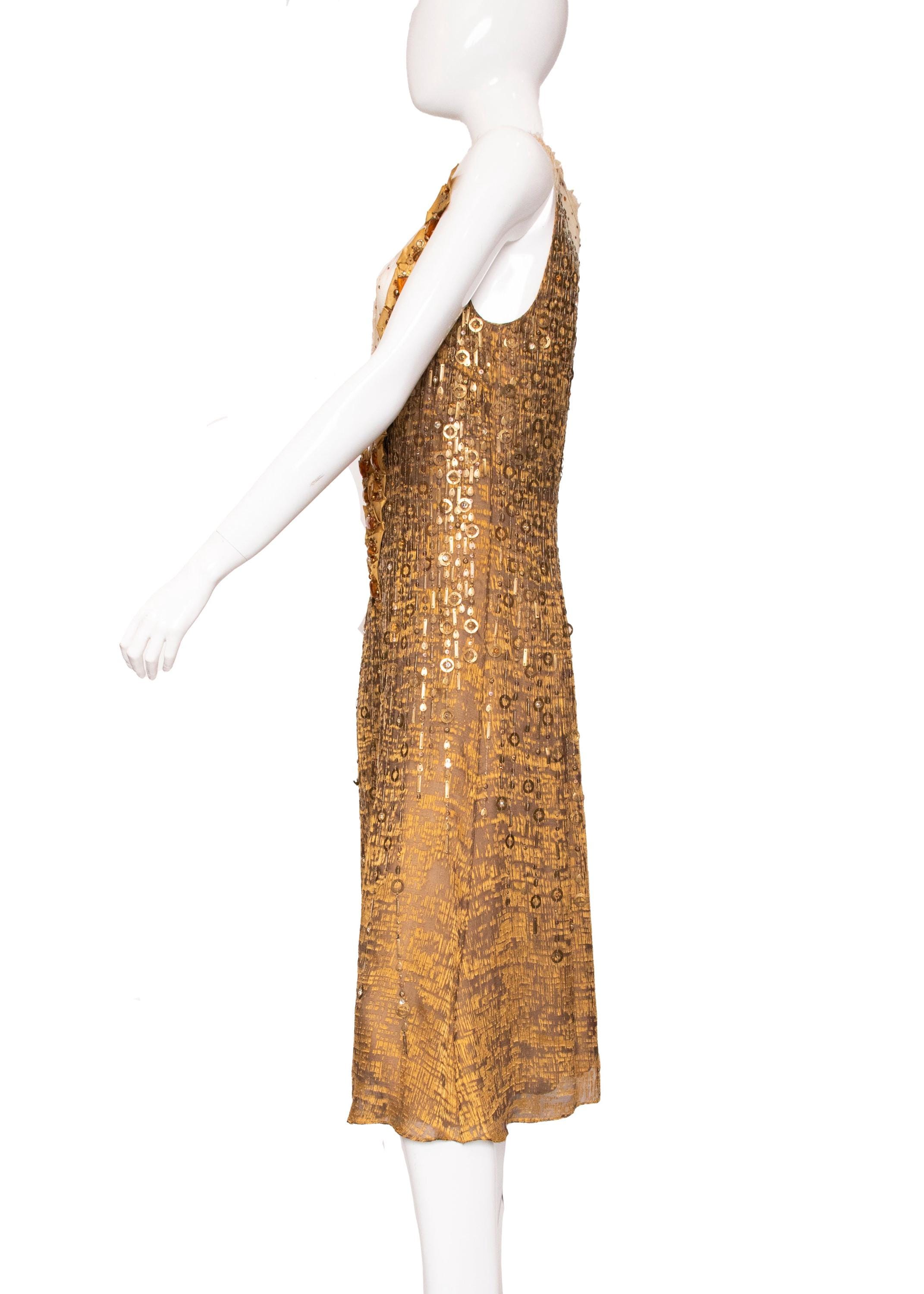 slim fit dress slacks Carolina Herrera Gold Silk Long Sleeve Maxi Dress main image 1