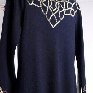 80's St. John Knit Gold Embellished Dress M image 3