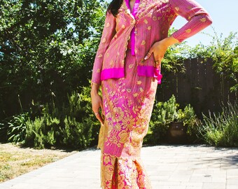 70's Pink and Gold Skirt Set S