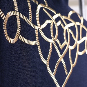 80's St. John Knit Gold Embellished Dress M image 5