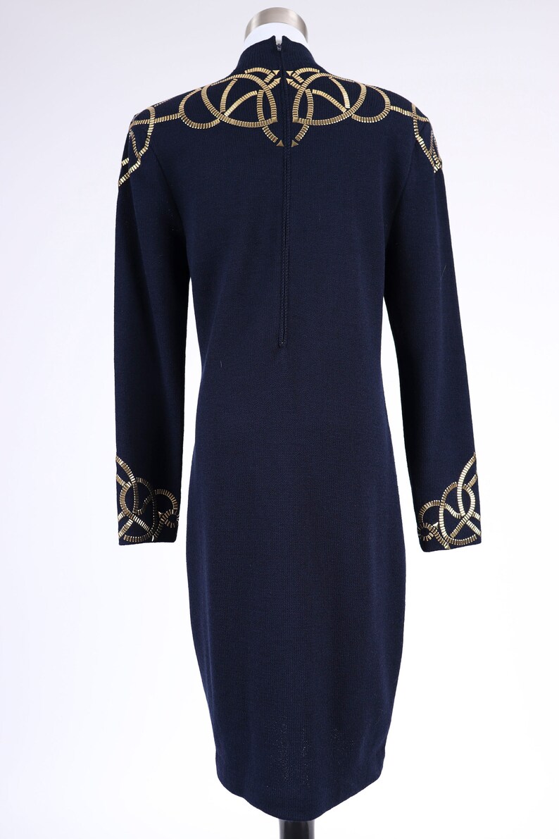 80's St. John Knit Gold Embellished Dress M image 9