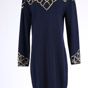 80's St. John Knit Gold Embellished Dress M image 2