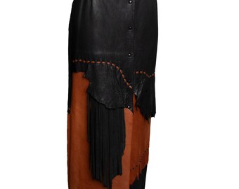 90s Patchwork Leather Skirt XS