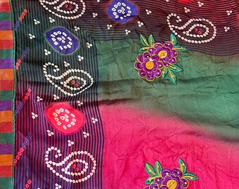 Sari Silk printed and embroidery with blouse