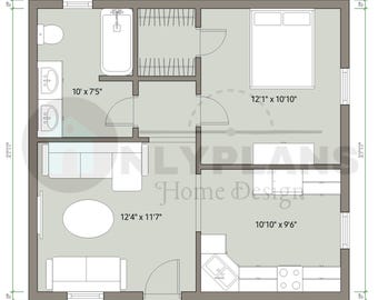 1 BR/1BA 2D floor plan (497.2sqft)