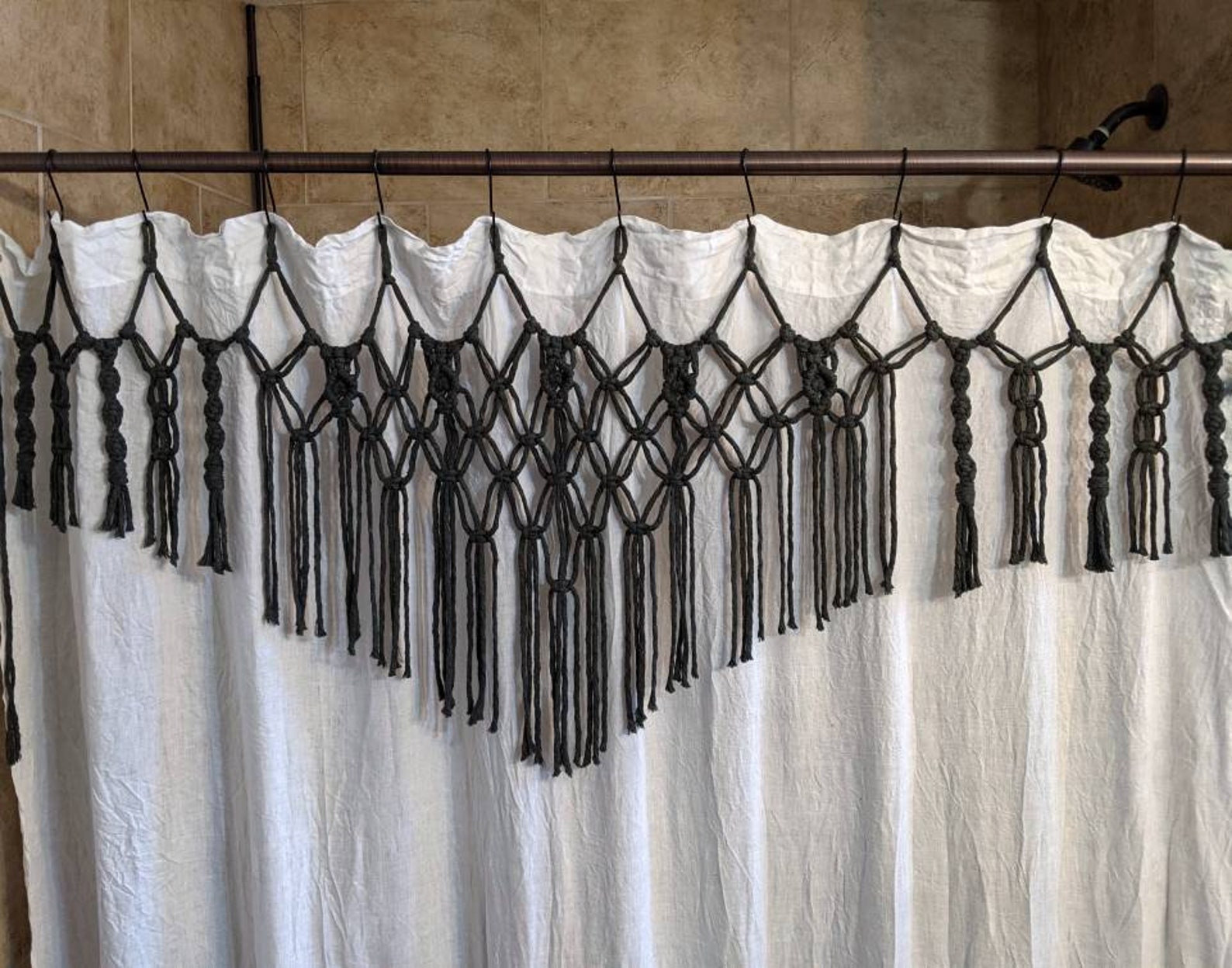 Macrame Shower Curtain Cover/handmade in Oregon/5mm Cotton Etsy