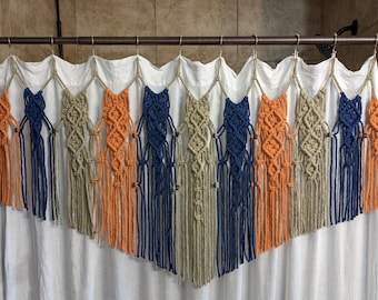 Macrame shower curtain cover/Handmade in Oregon/premium 5mm macrame yarn/plastic-free packaging/shower curtain accent