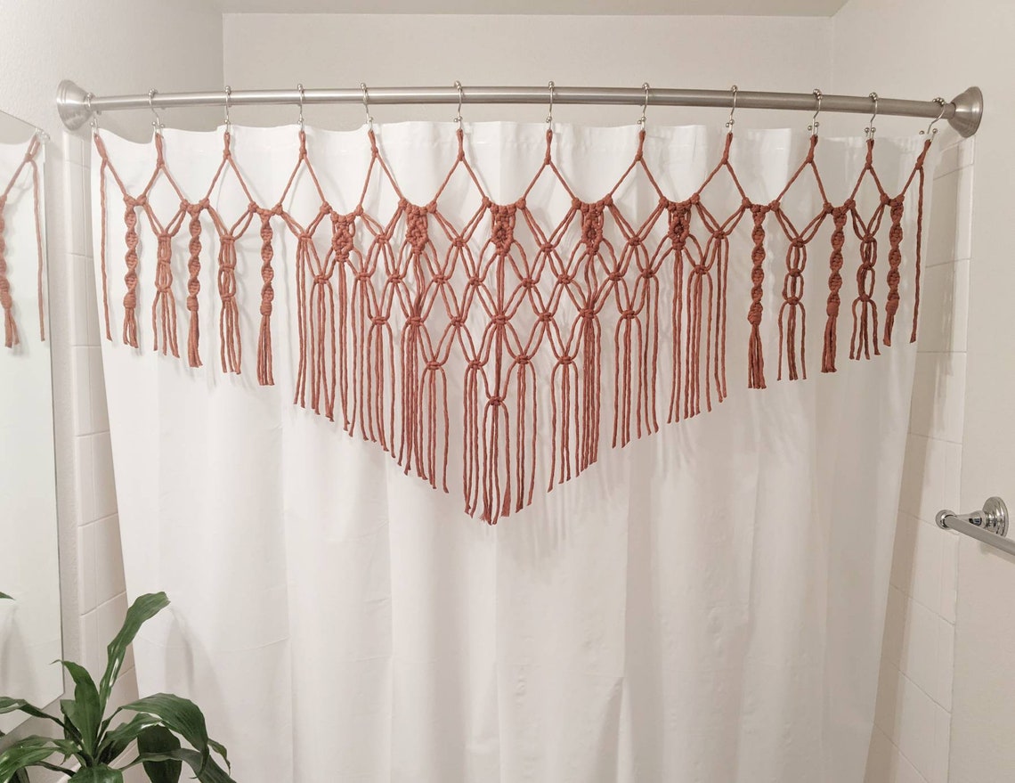 Macrame shower curtain cover/Handmade in Oregon/premium 5mm Etsy