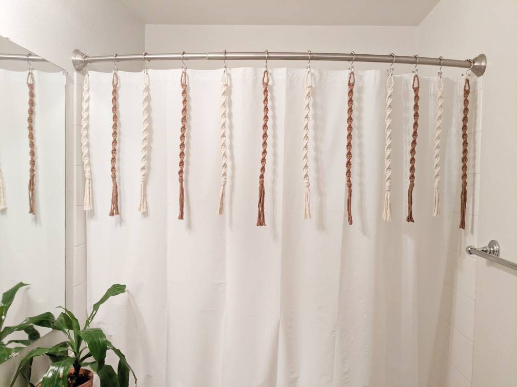 Macrame Shower Curtain Twist Tassels/handmade in Oregon/mult. Etsy