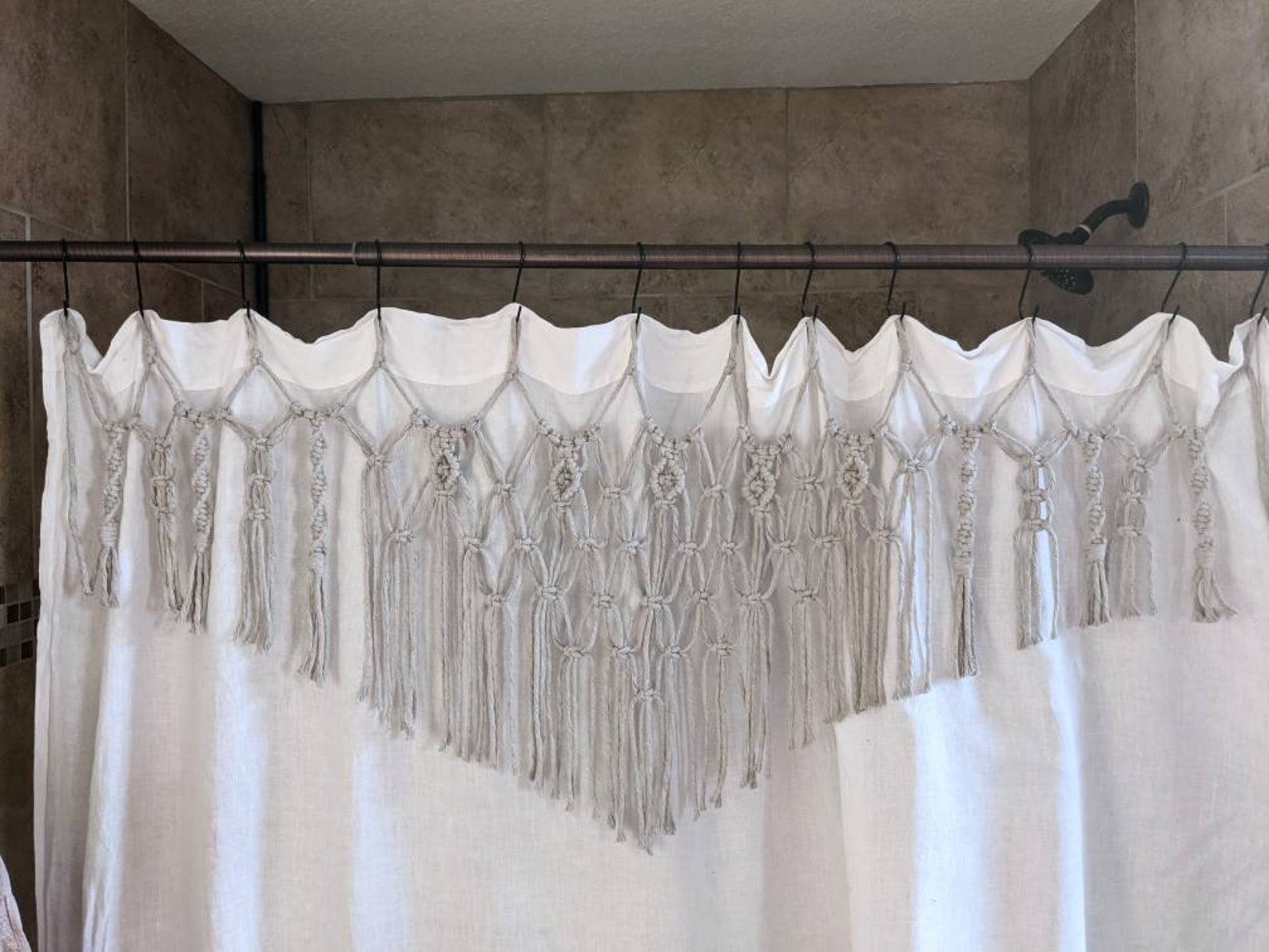 Macrame Shower Curtain Cover/handmade in Oregon/5mm Cotton Etsy