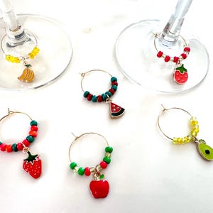 Fruit Wine Charms- set of 6 | Summer Party | Hostess Gift