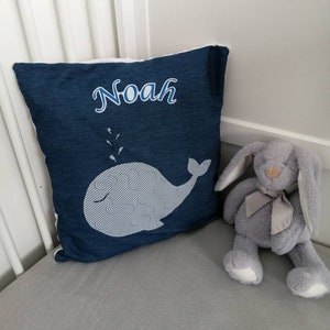 Personalized whale child cushion cover