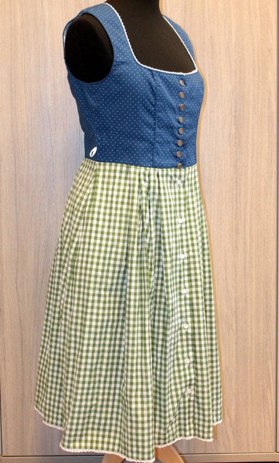 Vintage blue green white dirndl dress Austrian si… - image 4